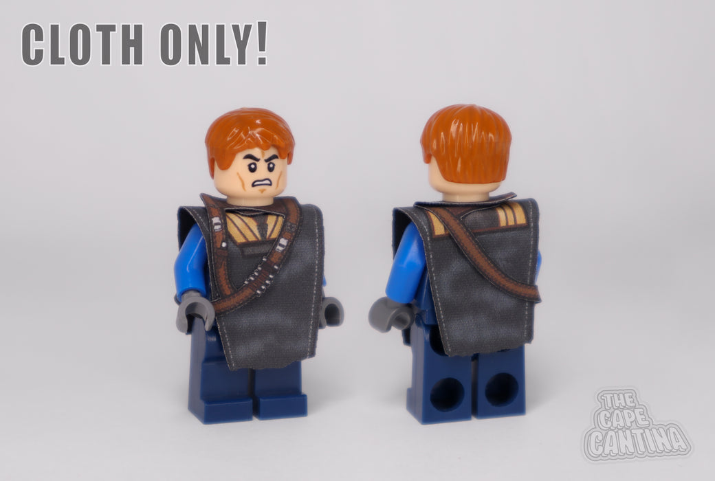 LEGO Cal Kestis custom cloth poncho cape accessory front and back view for minifigure