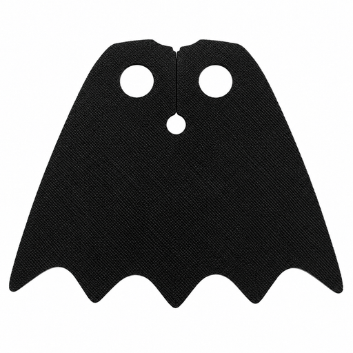 Black scalloped bat-wing cloth cape accessory for LEGO Batman minifigures with five-point superhero design