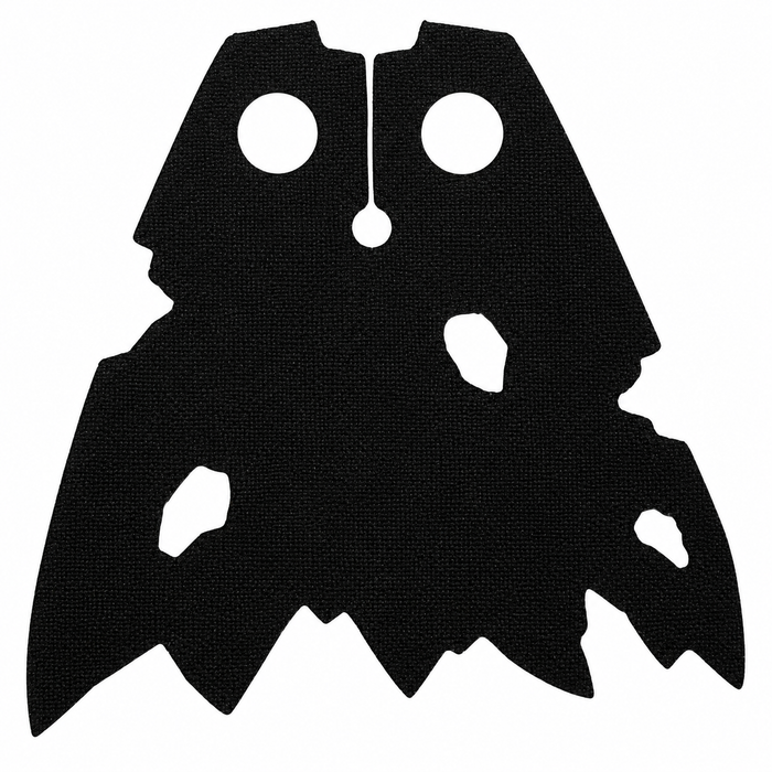 Black tattered battle-damaged cloth cape for LEGO minifigures with extra distressed holes and ripped edges, inspired by Star Wars Sith and LOTR Ringwraith characters