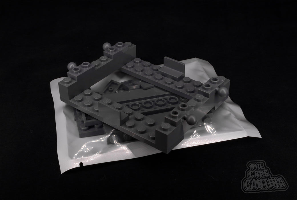 Dark gray plastic tent frame for custom cloth tents compatible with LEGO® Star Wars minifigure displays and dioramas.