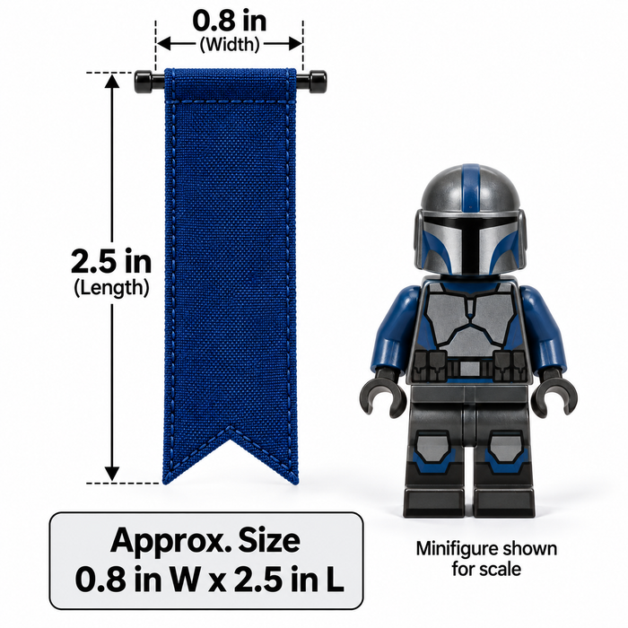 Mandalorian cloth banner size guide 0.8 x 2.5 inches for LEGO minifigures